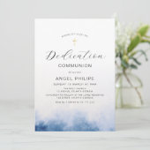 Aquarellblau-Schriftzeichen-Widmung Einladung (Stehend Vorderseite)