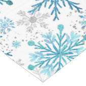 Aquarellblau & Silberner Glitzer Winterschneeflock Kurzer Tischläufer (Ecke)