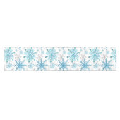 Aquarellblau & Silberner Glitzer Winterschneeflock Kurzer Tischläufer (Horizontal)