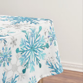 Aquarellblau & Silberner Glitzer Winterschneeflock Tischdecke (Beispiel)