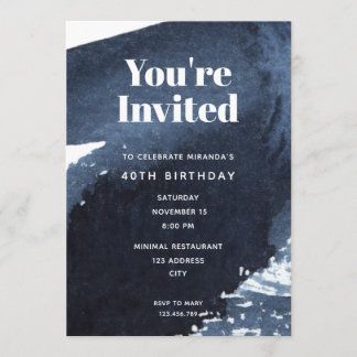 Aquarellblau Splash Fett Typografie Geburtstag Einladung