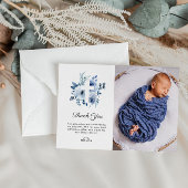 Aquarellblau Taufe Foto Dankeschön Karte