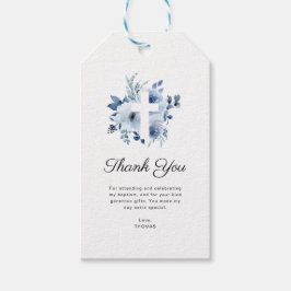 Aquarellblau Taufe Foto Vielen Dank Geschenkanhänger