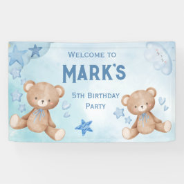 Aquarellblau Teddybär Kinder willkommen Banner