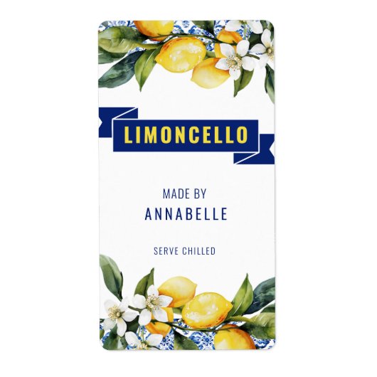 Aquarellblau Tiles Lemons Limocello (Vorne)
