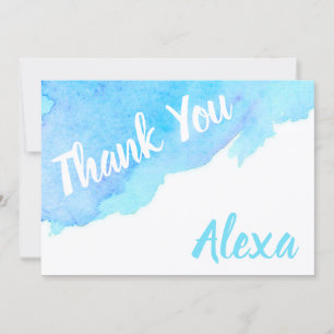 Aquarellblau Türkis Gemalt Dankeskarte