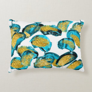 Aquarellblau, Türkis, Goldkunst. Dekokissen