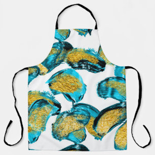 Aquarellblau, Türkis, Goldkunst. Schürze