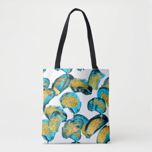 Aquarellblau, Türkis, Goldkunst. Tasche (Vorderseite)