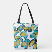 Aquarellblau, Türkis, Goldkunst. Tasche (Rückseite)