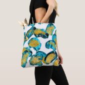 Aquarellblau, Türkis, Goldkunst. Tasche (Von Nahem)