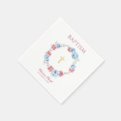 Aquarellblau und Blütenrosa Blumenregen Serviette (Ecke)