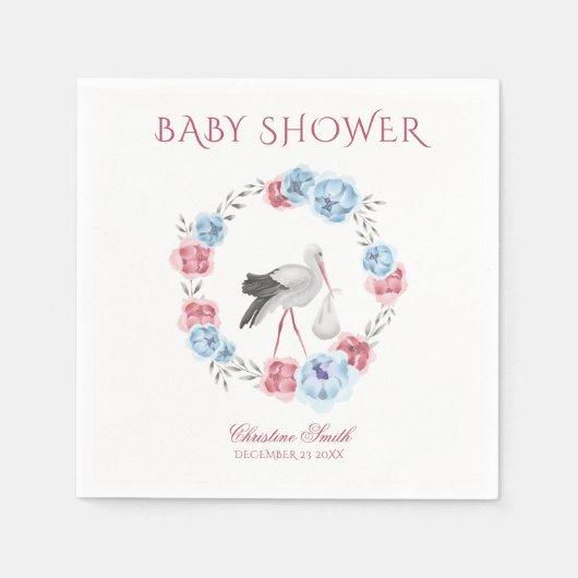 Aquarellblau und Blütenrosa Blütenfarben Winter Kr Serviette (Vorderseite)