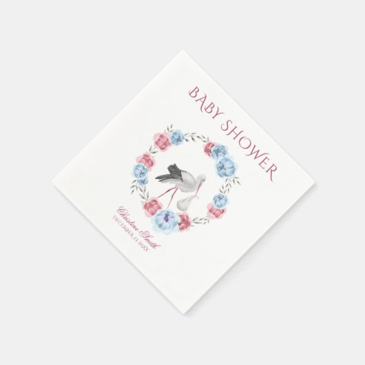 Aquarellblau und Blütenrosa Blütenfarben Winter Kr Serviette (Ecke)