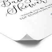 Aquarellblau und Elfenbeinblauer Rose Kinderdusche Poster (Ecke)