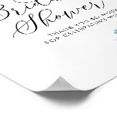 Aquarellblau und Elfenbeinfarben Rose Brautparty Poster (Ecke)