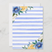 Aquarellblau und gelbe Blumen Babydusche Einladung (Rückseite)