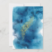 Aquarellblau und Gold 50. Hochzeitstag Einladung (Rückseite)