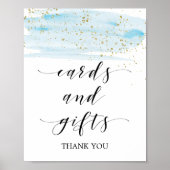 Aquarellblau und Gold Sparkle Karten und Geschenke Poster (Vorne)