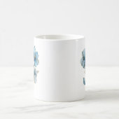 Aquarellblau und goldfarbene Blume Kaffeetasse (Mittel)