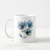 Aquarellblau und goldfarbene Blume Kaffeetasse (Links)