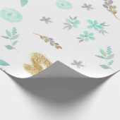 Aquarellblau und goldfarbener Glitzer Geschenkpapier (Ecke)