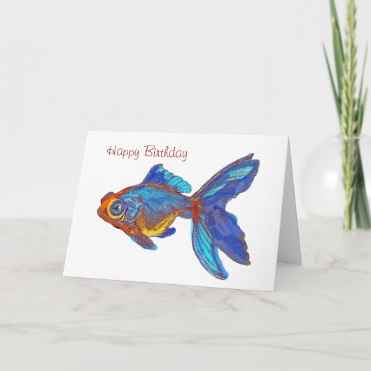 Aquarellblau und Goldfische Geburtstag Karte (Vorderseite)