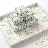 Aquarellblau und grüne Blume auf Weiß Geschenkpapier