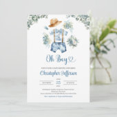 Aquarellblau und grüne Eukalyptuskleider Einladung (Stehend Vorderseite)