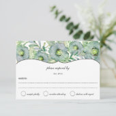 Aquarellblau und grüne Hochzeit RSVP (Stehend Vorderseite)