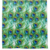 Aquarellblau und grüne Pfauenfeathers Collage Duschvorhang (Vorderseite)