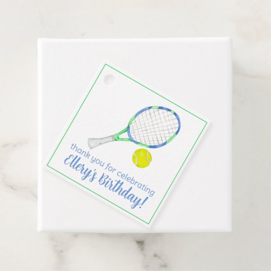 Aquarellblau und grüne Tennis Geschenkanhänger (Beispiel)