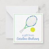 Aquarellblau und grüne Tennis - Geschenkverpackung Mitteilungskarte (Vorderseite)