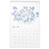 Aquarellblau und lila Blumenkalender 2024 Kalender (Mär 2027)