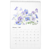Aquarellblau und lila Blumenkalender 2024 Kalender (Feb 2027)