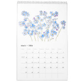 Aquarellblau und lila Blumenkalender 2024 Kalender (Mär 2026)