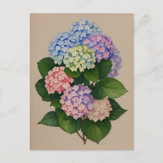 Aquarellblau und Lila Hydrangea-Blume Postkarte (Vorderseite)