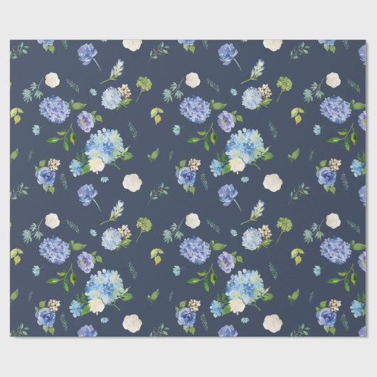 Aquarellblau und Lila Hydrangeas Geschenkpapier (Flach)