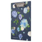Aquarellblau und Lila Hydrangeas Personalisiert Klemmbrett (Links)