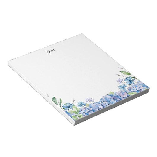 Aquarellblau und Lila Hydrangeas Personalisiert Notizblock (angewinkelt)