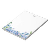 Aquarellblau und Lila Hydrangeas Personalisiert Notizblock (Rotiert)