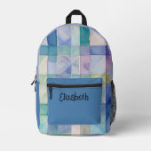 Aquarellblau und Lila Kariert Bedruckter Rucksack (Vorderseite)