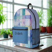Aquarellblau und Lila Kariert Bedruckter Rucksack