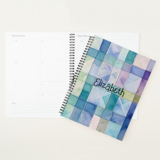 Aquarellblau und Lila Kariert Planer (Anzeige)