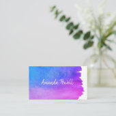 Aquarellblau und lila künstlerisches Design Visitenkarte (Stehend Vorderseite)