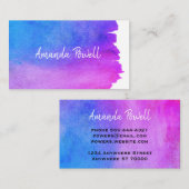 Aquarellblau und lila künstlerisches Design Visitenkarte (Vorne/Hinten)