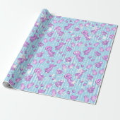 Aquarellblau und Lila Niedliches Winterzubehör Geschenkpapier (Ungerollt)