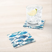 Aquarellblau und Navy Fisch | Drink am Meer Rechteckiger Pappuntersetzer (Vor Ort)