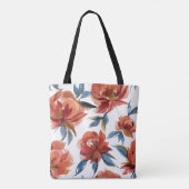 Aquarellblau und orange Rose Bridesmaid Tasche (Rückseite)