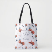Aquarellblau und orange Rose Bridesmaid Tasche (Vorderseite)